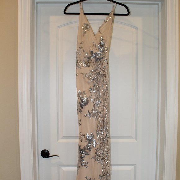 Banjul V-neck Backless Sequined Dress - Picture 1 of 5